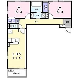 ブリヤンヴィラ2 2LDKの間取図画像