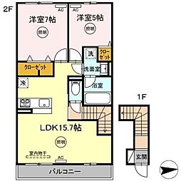 ロイヤルステージ上福原 2LDKの間取図画像