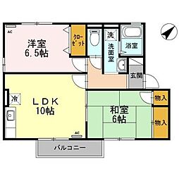 リバーポートあきB 2LDKの間取図画像