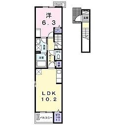 ラヴィエベール A 1LDKの間取図画像