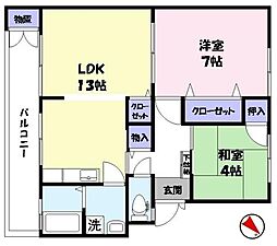 パインツリーA 2LDKの間取図画像