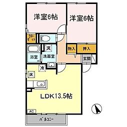 ロワール福原A 2LDKの間取図画像