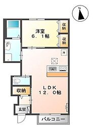 エヴァーグリーン西福原 1LDKの間取図画像