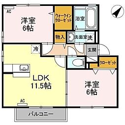 リビングタウン観音寺D 2LDKの間取図画像