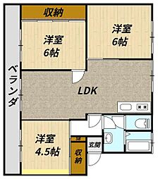 レインボータウン7号棟 3LDKの間取図画像