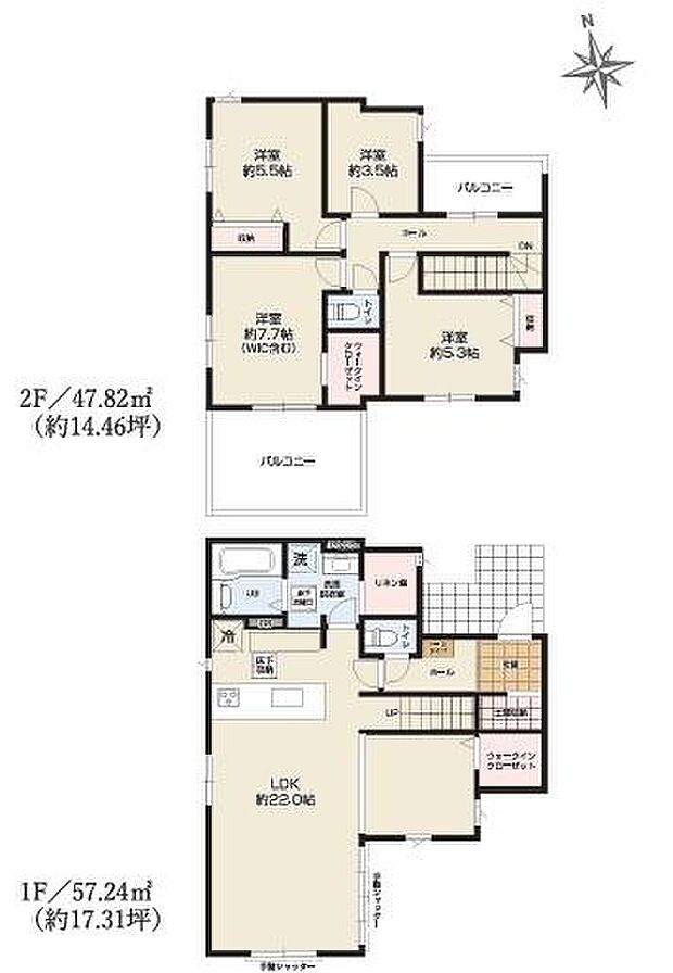 収納たっぷり!1階と2階にウォークインクローゼットがあります!