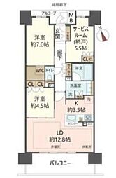 ジオ島本　ノース棟 1階3LDKの間取り