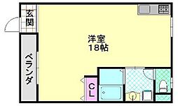 FOREST山崎　1F 1階ワンルームの間取り