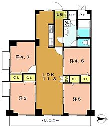 ジョイ嵯峨野 4LDKの間取図画像