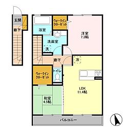 静庵壱 2LDKの間取図画像