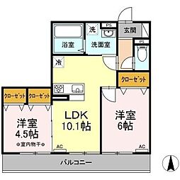 シティハウス高萩3 2LDKの間取図画像