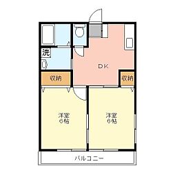 グッドリバーハイムA 2DKの間取図画像