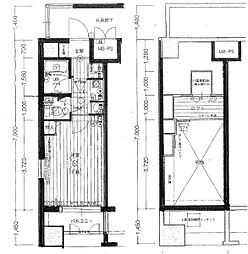 エステムコート大阪城前OBPリバーフロント 1Kの間取図画像