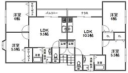 コーポ波多江B棟 2LDKの間取図画像