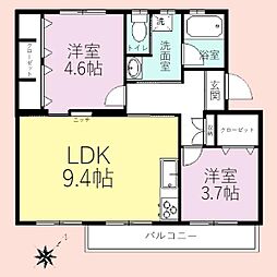 稲毛海岸三丁目団地12 2LDKの間取図画像