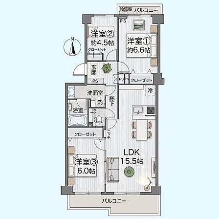 3LDK 間取り