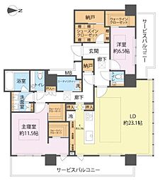 ザ・ヨコハマフロントタワー 2LDKの間取図画像
