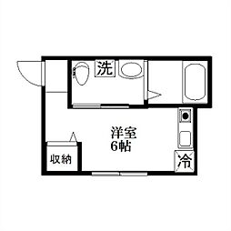 ハレ・ヨコハマ 1階ワンルームの間取り