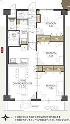 シャルマンコーポ朝霞 3LDKの間取図画像