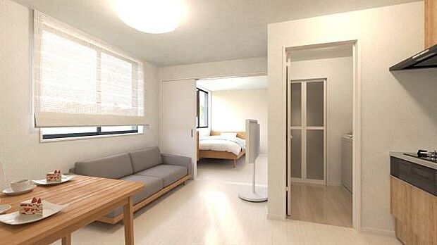 建築図面をもとにしたパース画となります。実際の完成物とは異なります。1階室内完成予想図。