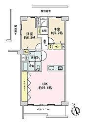 グリーンシティバームハイツ河辺 2LDKの間取図画像