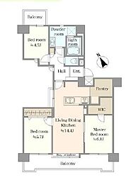 東建ニューハイツ入間 3LDKの間取図画像