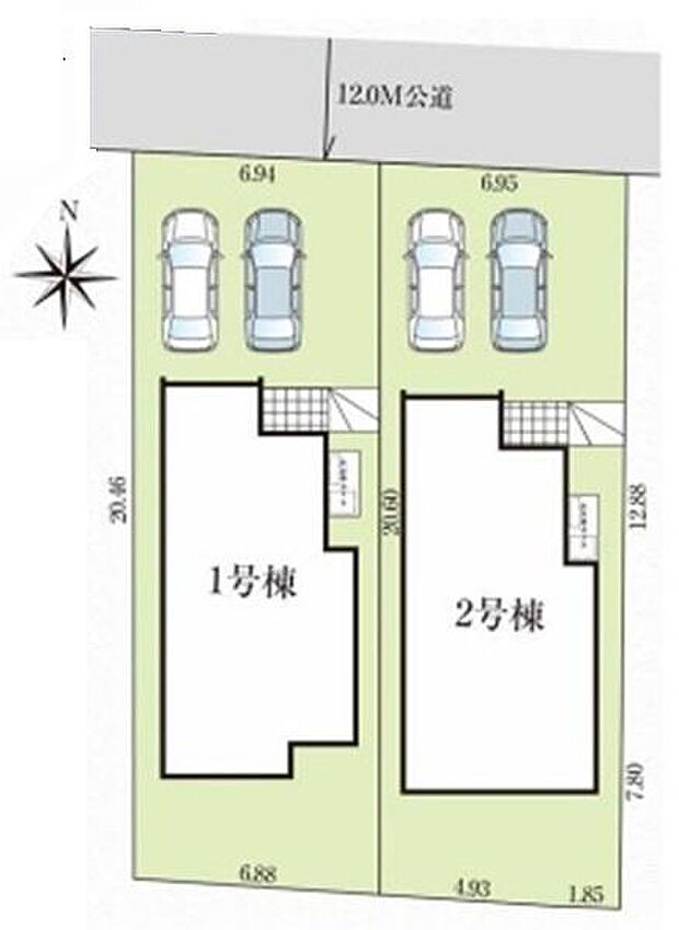 ご覧の物件は1号棟です。