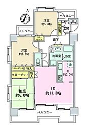 朝日マンション東青梅 3LDKの間取図画像