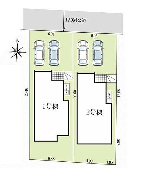 ご覧の物件は1号棟です。