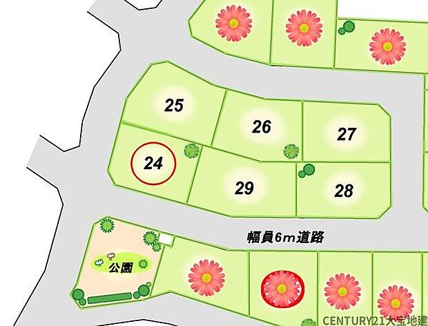 ■24号地■南西角地、陽当り良好■50坪