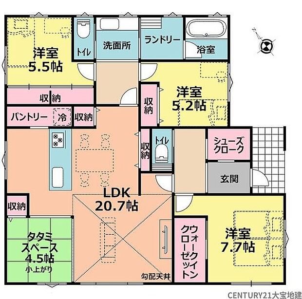 ■3ＬＤＫ＋タタミコーナー＋ＷＩＣ＋ＳＩＣ＋パントリー■ランドリー専用スペース付きホスクリーン（天井から吊り下げるタイプの室内物干し）もあるので、家事がはかどるかも！！