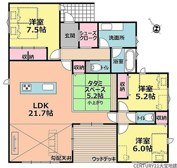 ■3LDK+タタミコーナー+SIC+ウッドデッキ■素敵なアイランドキッチン採用 毎日の料理がイベントに変わる、オープンな暮らしの舞台。