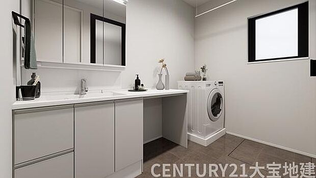 （2号棟）完成予想図■広い洗面所でスムーズな家事ができそう※イメージパースの為、実際とは異なる場合がございます。