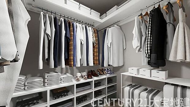 (3号棟)完成予想図■広いファミリークローゼット※イメージパースの為、実際とは異なる場合がございます。