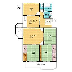 城の宮第二住宅12号棟A 5DKの間取り