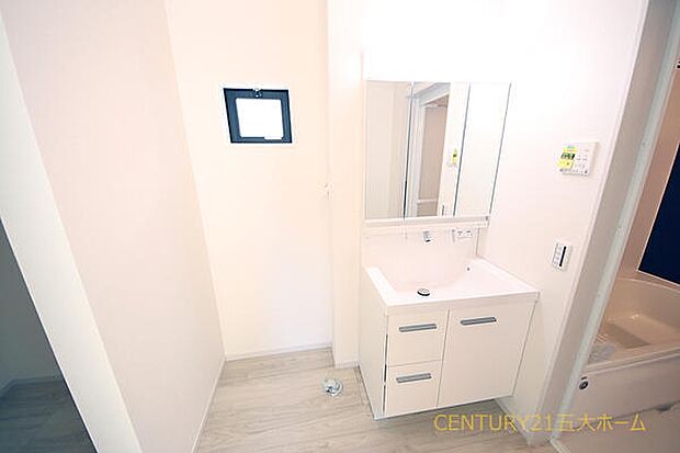 洗髪に使えるハンドシャワー機能がついた洗面台で忙しい朝も快適に支度ができそうです♪大きな洗面台のボウルはホームクリーニングの時にも使いやすいです。(2号棟)