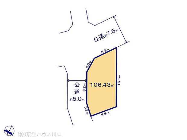 32.19坪のゆとりの敷地。南西＆北西角地につき開放感有