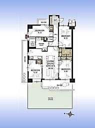 モアステージ吉川ライネスハイムセコンド棟B 4LDKの間取図画像