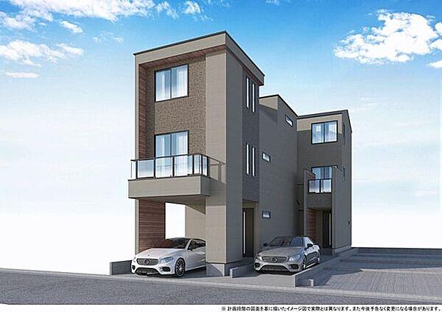 5号棟＆6号棟：完成予想パース。手前が5号棟、奥が6号棟。