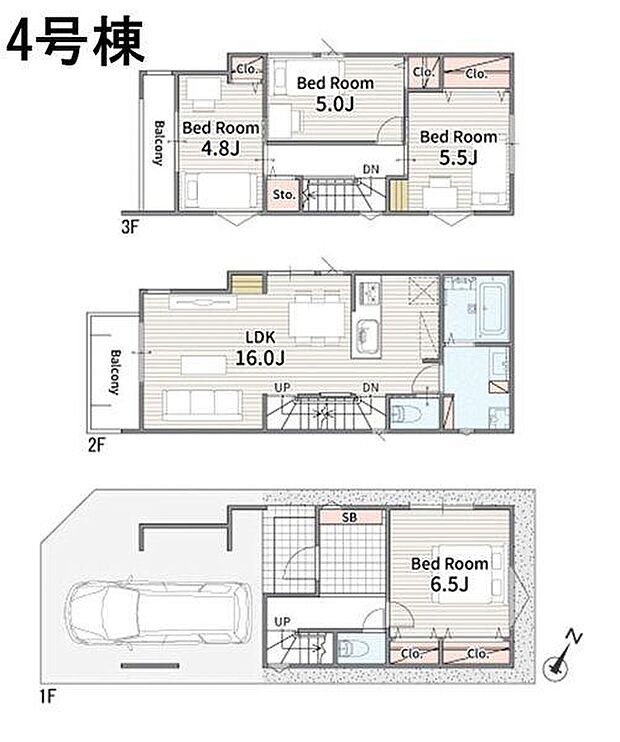 木造3階建て4LDK。