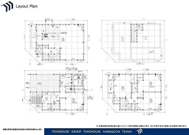 建物プラン例　建物価格2100万円 木造3階建住宅　床面積118m2※床面積に車庫部分が含まれております。