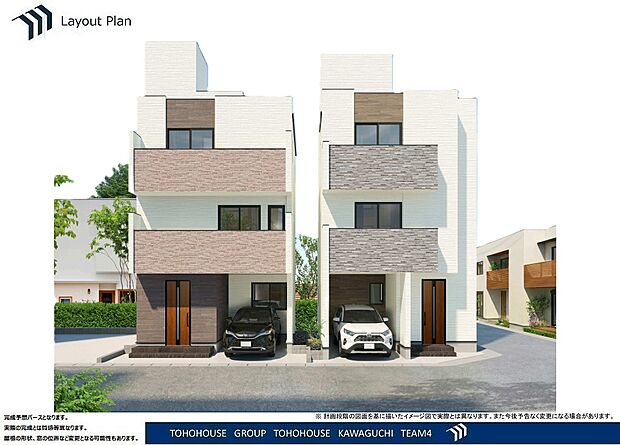 建物プラン例　建物価格2100万円 木造3階建住宅　床面積118m2※床面積に車庫部分が含まれております。