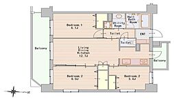 グーディッシュ大宮 3LDKの間取図画像