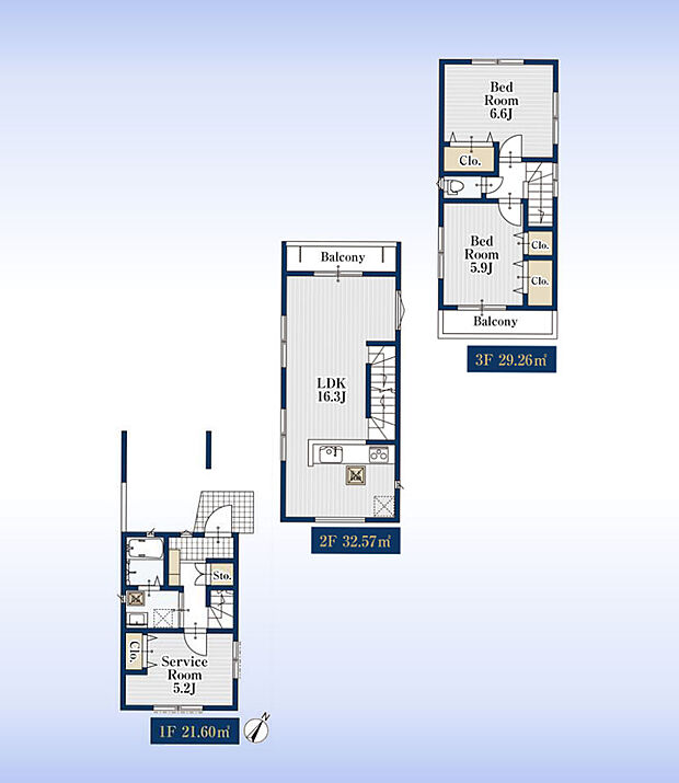 木造3階建2LDK＆S、3LDK対応可