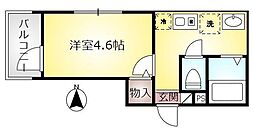 メルディア北加平 1階1Kの間取り