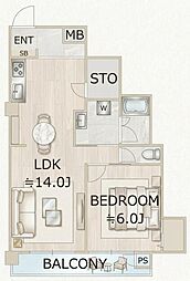 東武西新井第1サンライトマンション 1LDKの間取図画像