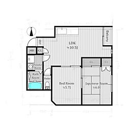 アイディパレス保木間 2LDKの間取り