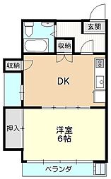 清瀬野塩ビル 3階1DKの間取り