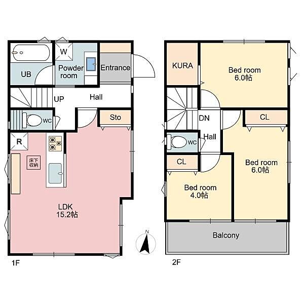 [建物参考価格1800万円・建物面積74.52平米]収納充実な3LDKの間取りプランになります。全居室2面採光で風通し良くお過ごしいただけます。オプションも承りますのでお気軽にお問合せください。