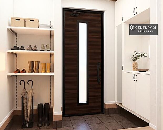 シューズボックス付き!玄関周りがスッキリと片付き扉を開けた瞬間開放感あふれる心地よい空間がお出迎えしてくれます!